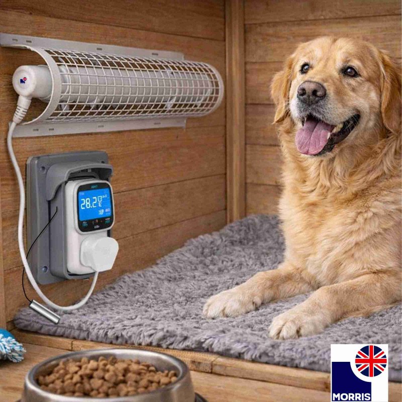 Morris 2ft Tube Heater with a Guard and a Digital Thermostat Set