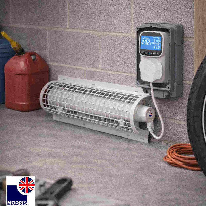 Morris 2ft Tube Heater with a Guard and a Digital Thermostat Set
