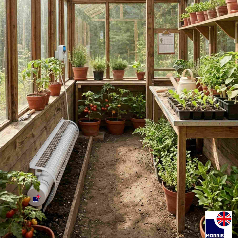 Morris 2ft Tube Heater with a Guard and a Digital Thermostat Set