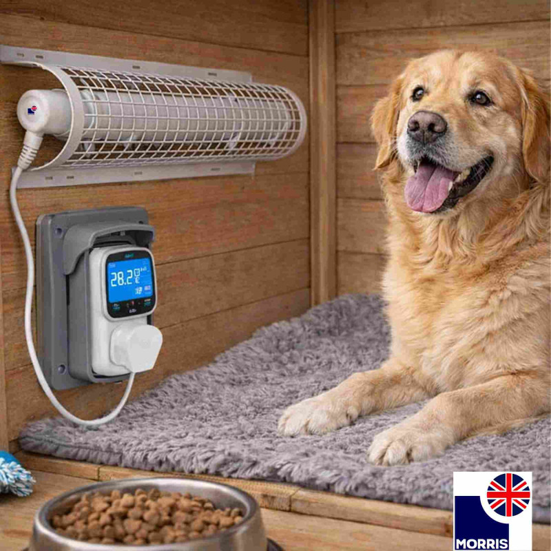 Morris 2ft Tube Heater with a Guard and a Digital Thermostat Set