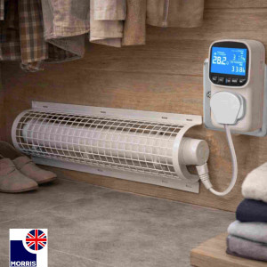 Morris 2ft Tube Heater with a Guard and a Digital Thermostat Set