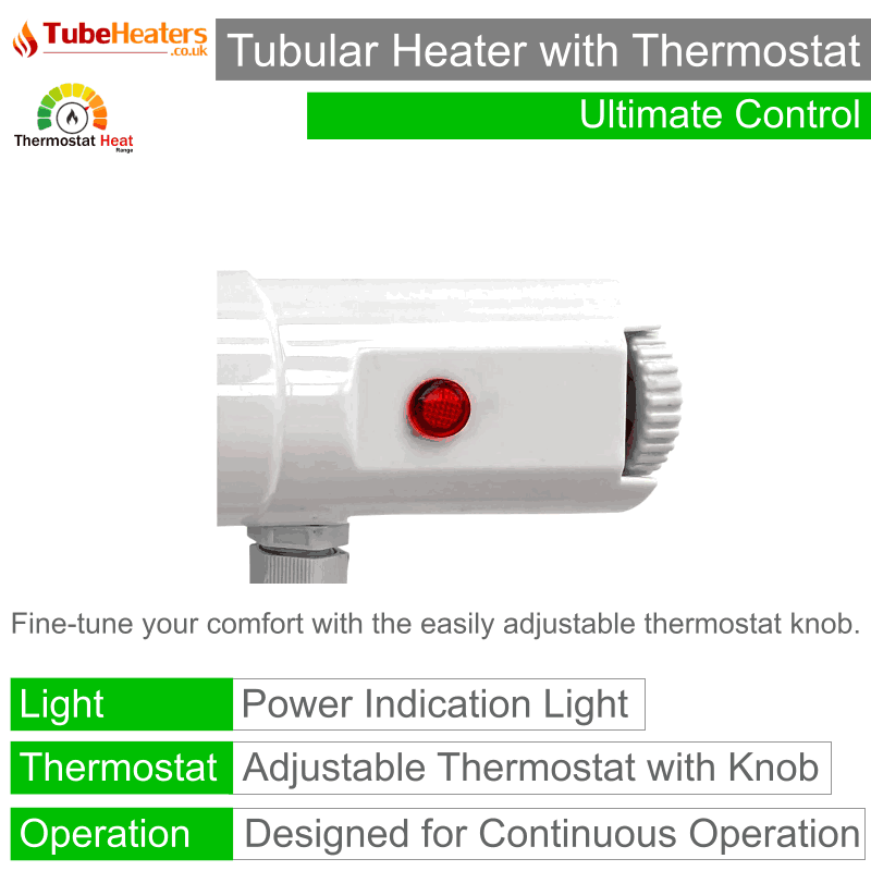 Morris 1ft Tube Heater With Thermostat - Slimline 55 Watts - Thermostat Heat Range