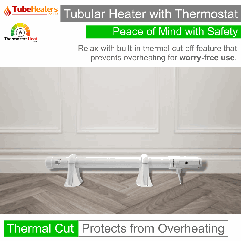 Morris 3ft Tube Heater With Thermostat - Slimline 135 Watts - Thermostat Heat Range