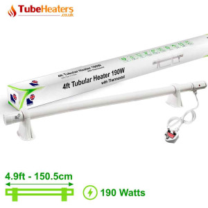 Morris 4ft Tubular Heater With Thermostat - Slimline 190 Watts - Thermostat Heat Range